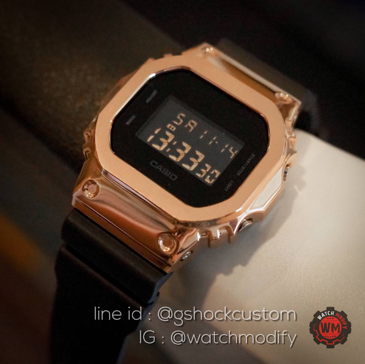Dw-5600 ยักษ์เล็กCustom ใส่กรอบMetal Rose Gold