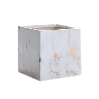 TS061J006 TROPACL กระถางลายหินอ่อน แซมสีทองเทา กระถางลายหิน กระถางต้นไม้ กระถางสวยๆ MARBLE PLANT POT