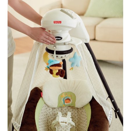 Fisher Price Starlight Papasan Cradle Swing, Nite Nite Monkey เปลสวิง เปลไกวไฟฟ้า ใช้ไฟบ้านได้