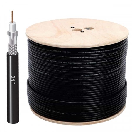 LINK CB-0106T RG 6/U Cable Black Jacket, 85% Shield TRI SHIELD 500m./ Reel in B0x