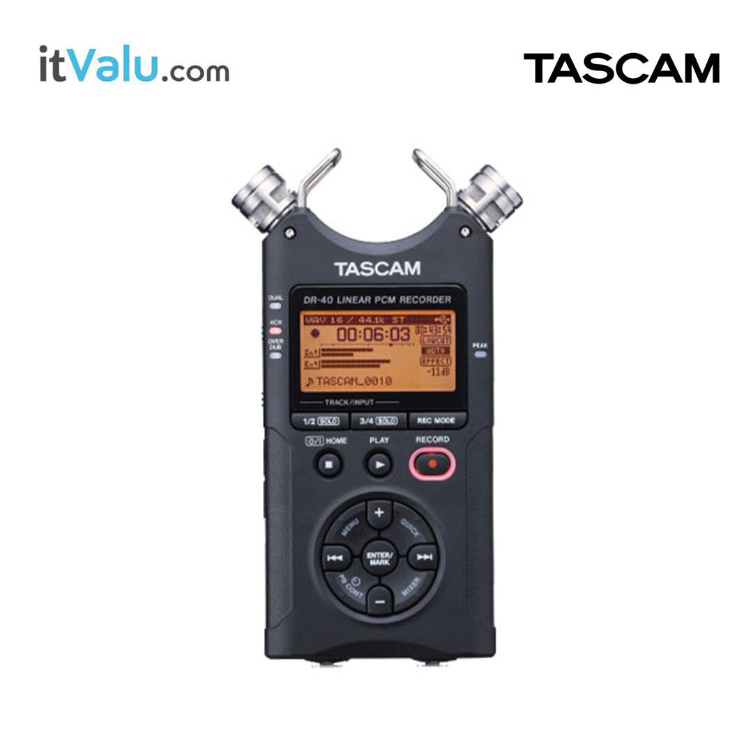 ชุดไมค์บันทึกเสียง ไมโครโพนสำหรับบันทึกเสียง TASCAM รุ่น DR-40X ขนาด 70 × 155 × 35 mm