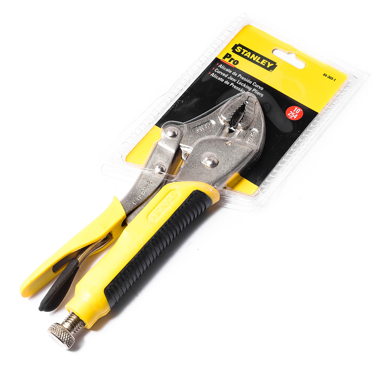 84-369 คีมล็อค ด้ามหุ้มยาง ปากโค้ง 10" STANLEY