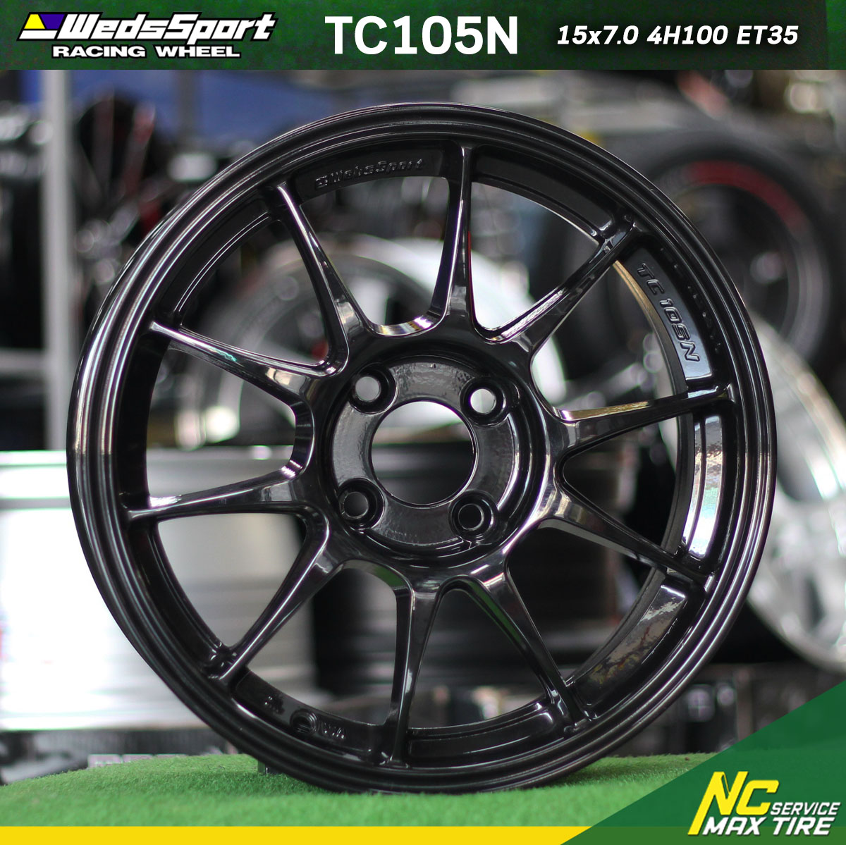 ล้อแม็กขอบ15 / WedsSport / TC105N / ล้อแม็กสีดำเงา / 15x7.0 4H100 ET35