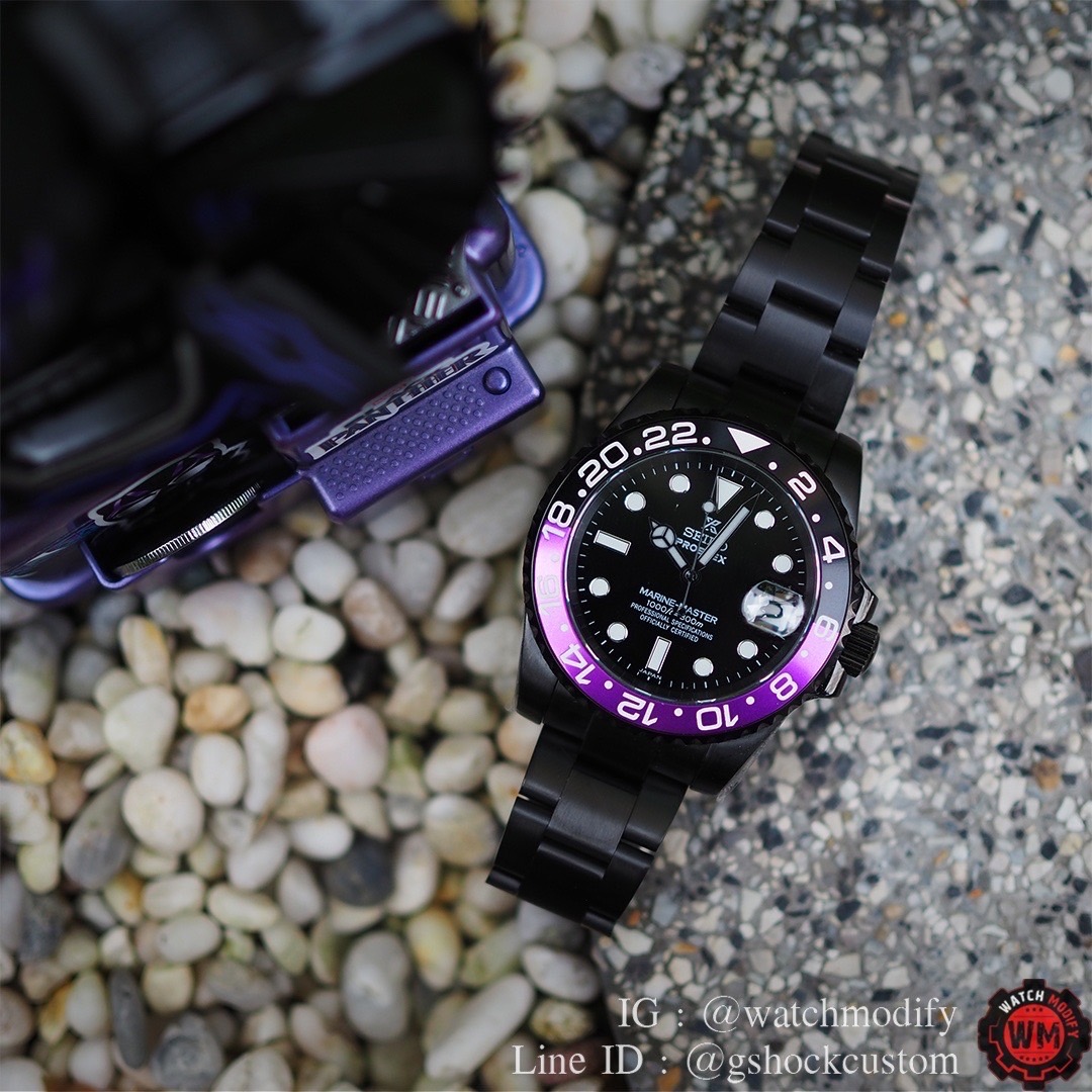 Seiko Modify Seikomod Black Panther DLC Black Sapphire