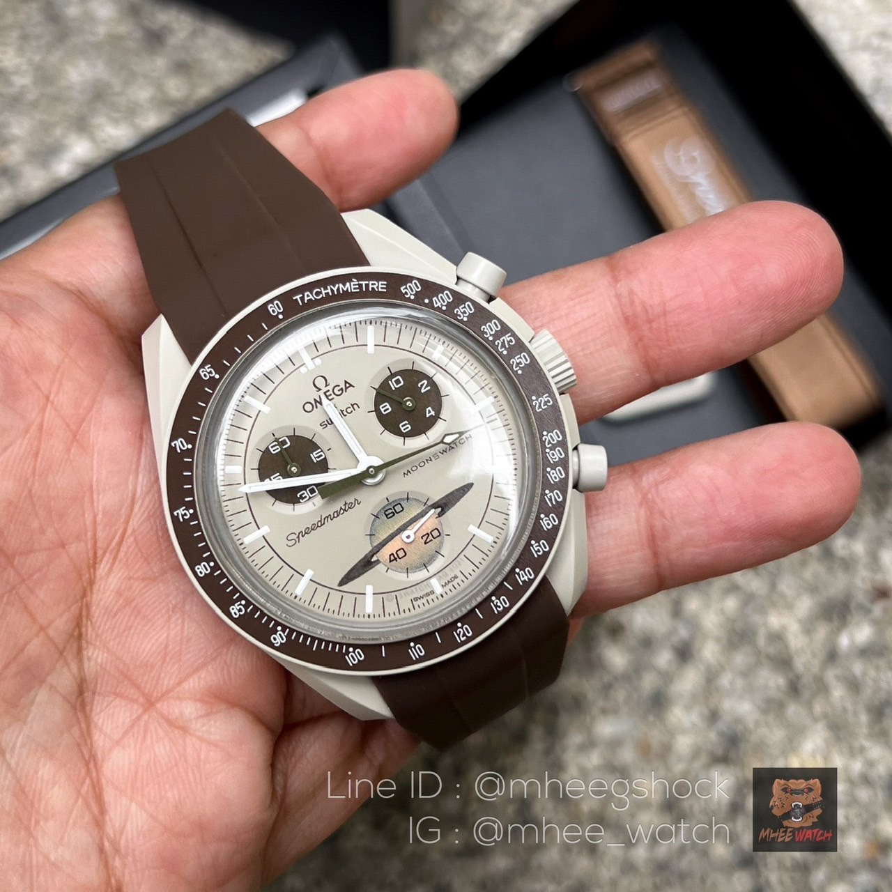 Swatch X Omega Saturn Rare item with Rubber Strap Free Swiss Made