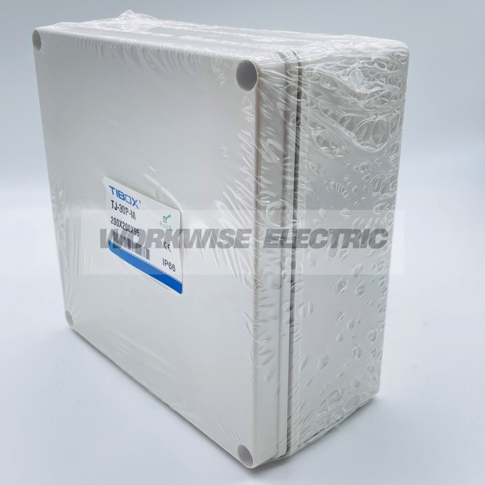 "TIBOX" TJ-30P-M กล่องพลาสติก พร้อมเทอร์มินอลบล็อก(Plastic Terminal Block Box IP66) 30Pole 10A Size : 200x200x95 mm.
