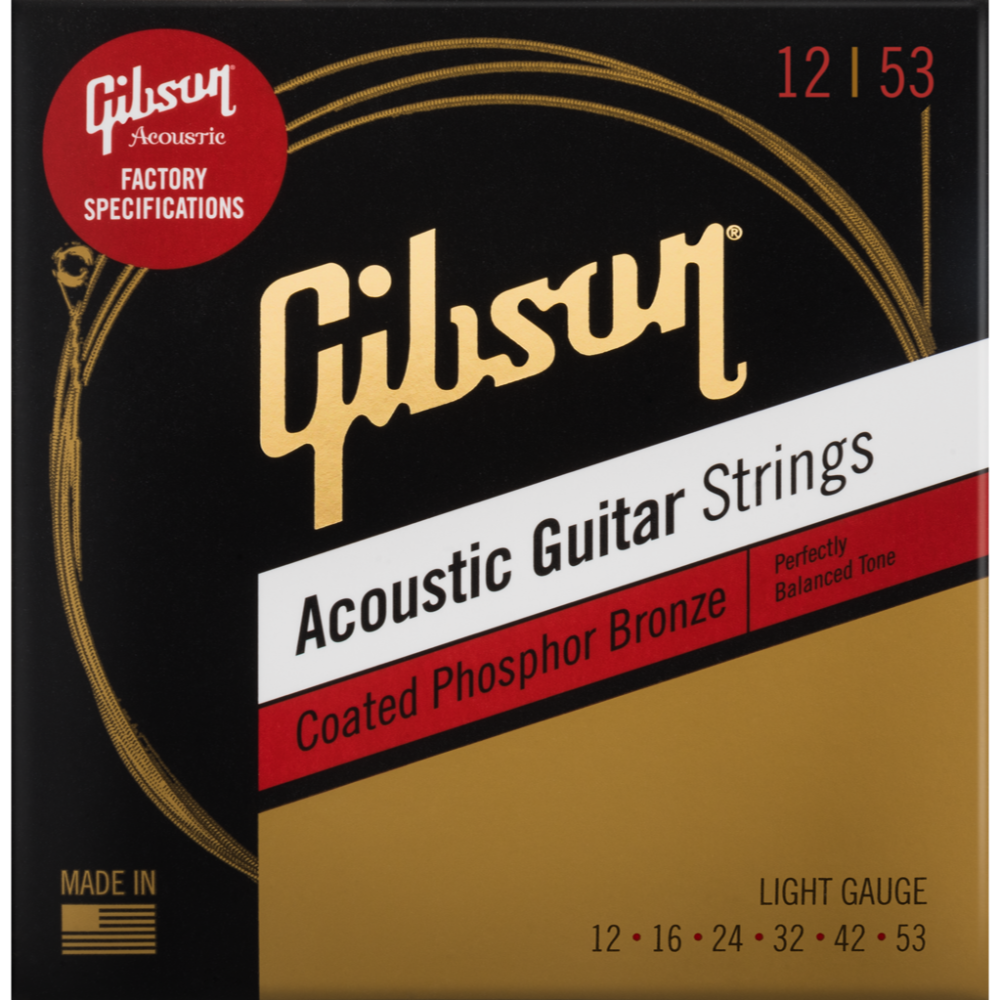 สายกีตาร์โปร่ง GIBSON 12-53 COATED PHOSPHOR BRONZE ACOUSTIC GUITAR STRINGS SAG-PB12-1