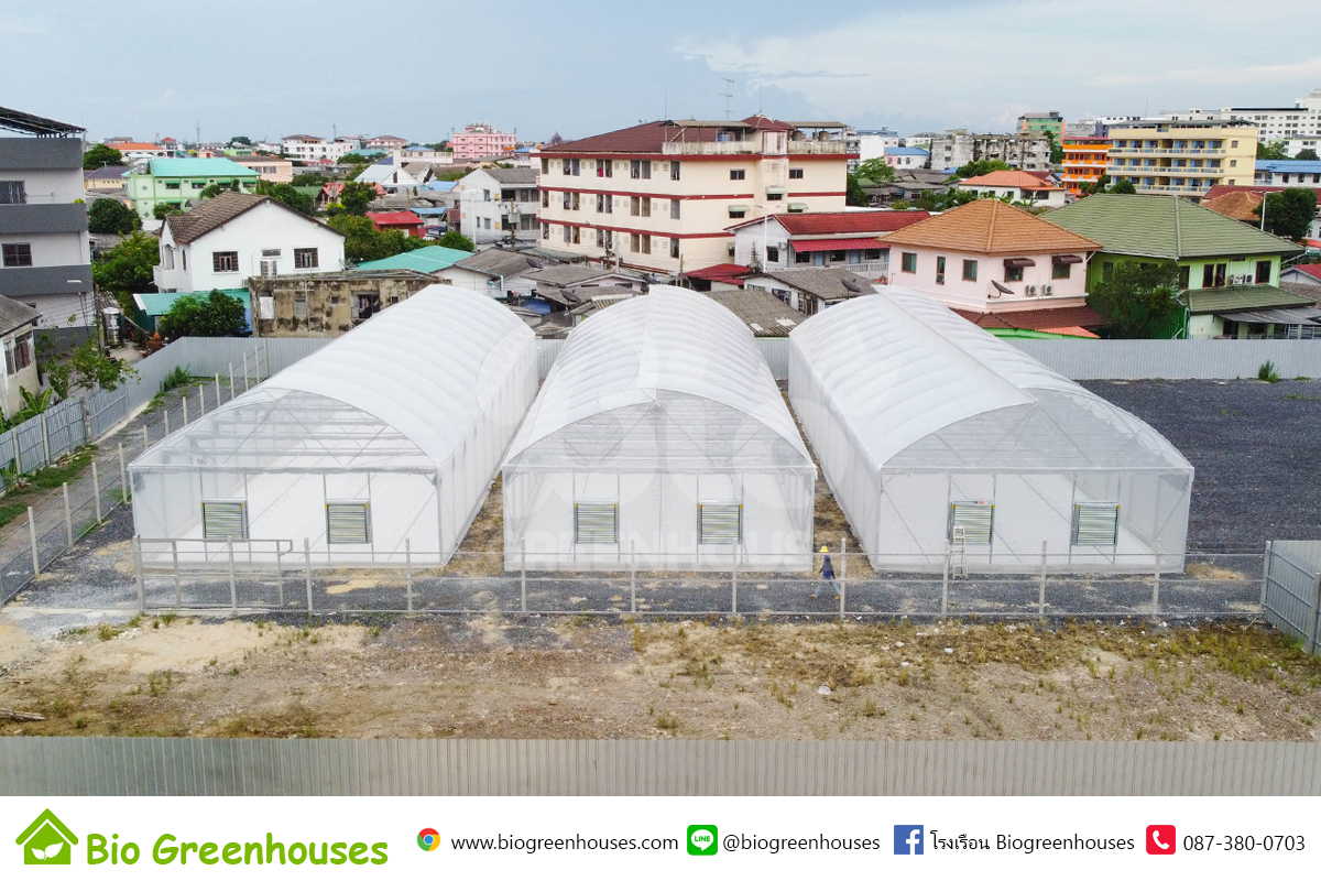 โรงเรือนกอไก่ ขนาด 10x30x5.8 ม. จำนวน3หลัง พร้อมงานระะบบ สำหรับปลูกกัญชา จ.สมุทรปราการ
