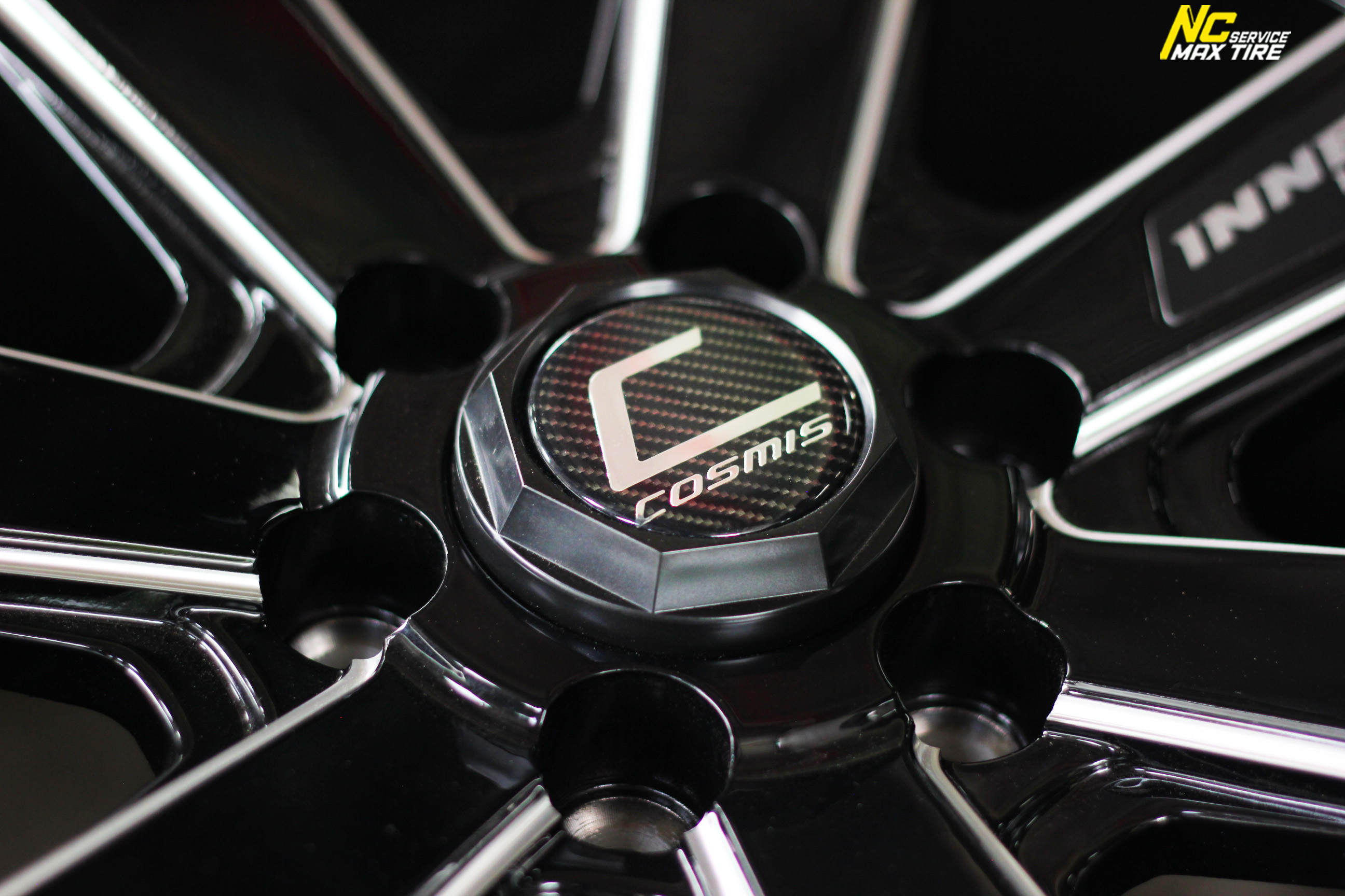ล้อแม็กขอบ18 / Cosmis / Innerline / S4 / 7 ก้านทรงใบพัด / ExtendTech / ล้อแม็กสีดำเงาทั้งวง / CNCข้างก้าน / 18×8.5 6H114.3 ET35