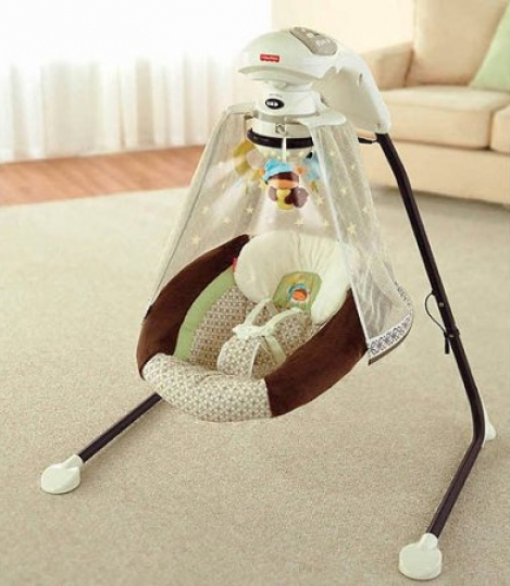 Fisher Price Starlight Papasan Cradle Swing, Nite Nite Monkey เปลสวิง เปลไกวไฟฟ้า ใช้ไฟบ้านได้