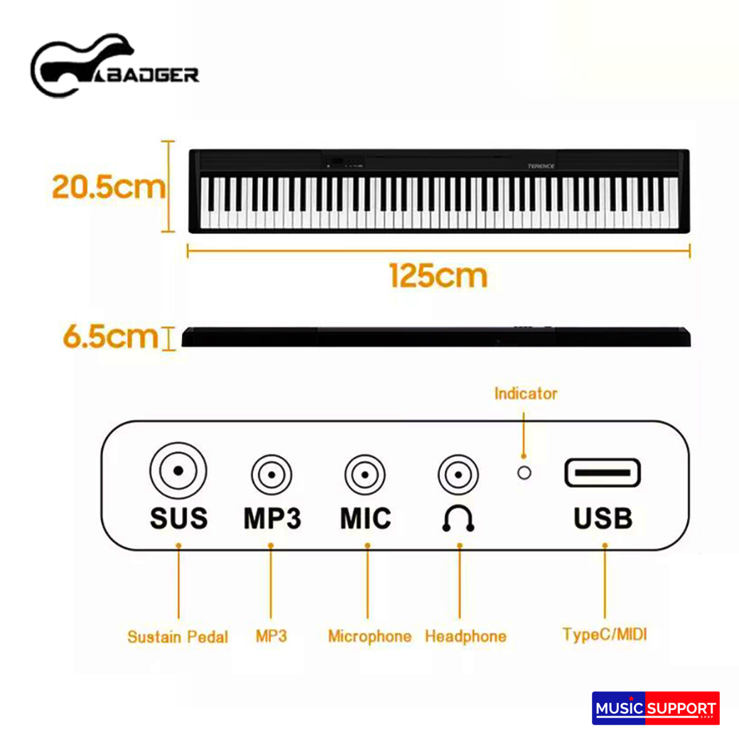 เปียโนไฟฟ้า 88 คีย์ เปียโน 88 คีย์ คีย์บอร์ดไฟฟ้า 88 คีย์ BADGER BX-16/BX16