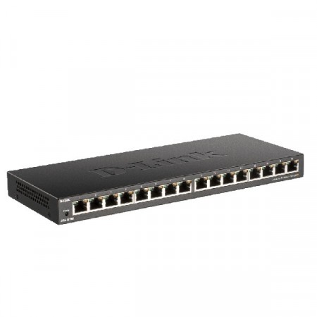 D-Link DGS-1016S 16-Port Gigabit 10/100/1000 Mbps RJ45 Unmanaged Desktop Switch, Metal Case