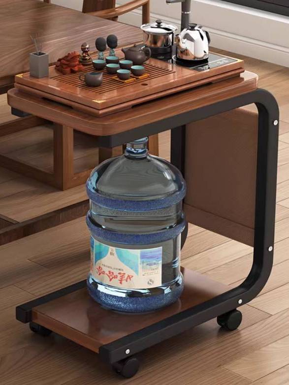 CT233D131 ZEITAKU โต๊ะข้างโซฟา รถเข็นเคลื่อนย้ายได้ โต๊ะกาแฟเล็ก โต๊ะล้อเลื่อน ชั้นวางของข้างเตียง ห้องนั่งเล่นในบ้าน