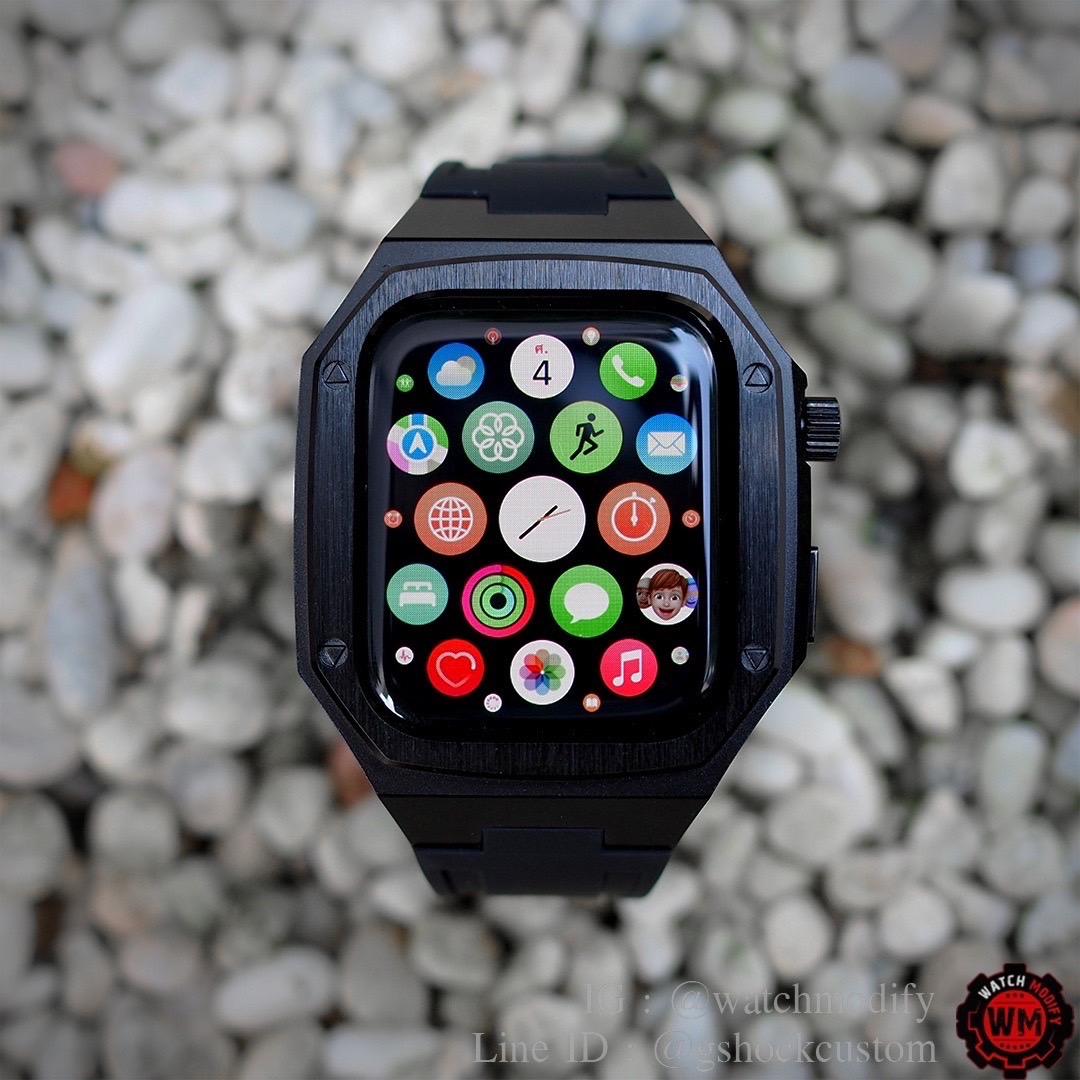 CASE Apple Watch 44MM ใส่ได้ทุก Series AP Model วัสดุเทพมากๆ สแตนเลสแท้ สายRubber BAND