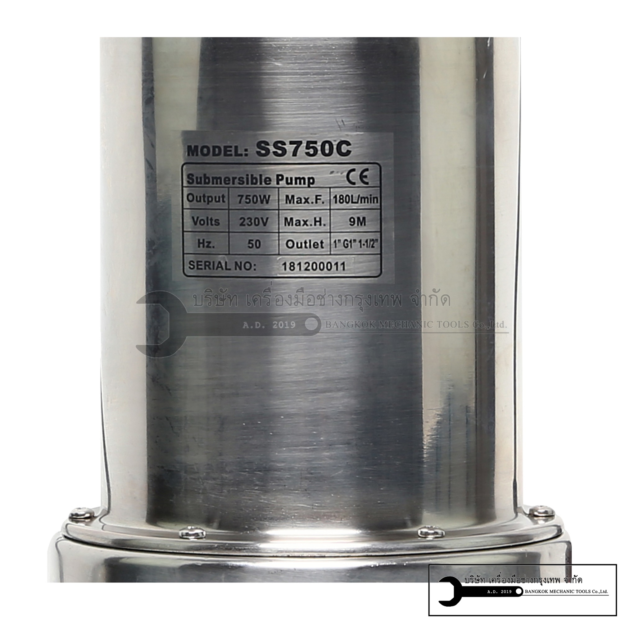 POLO ปั๊มจุ่ม เสื้อสแตนเลส ชนิด น้ำสะอาด ขนาด 400W และ 750W รุ่น SS-400C และ SS-750C