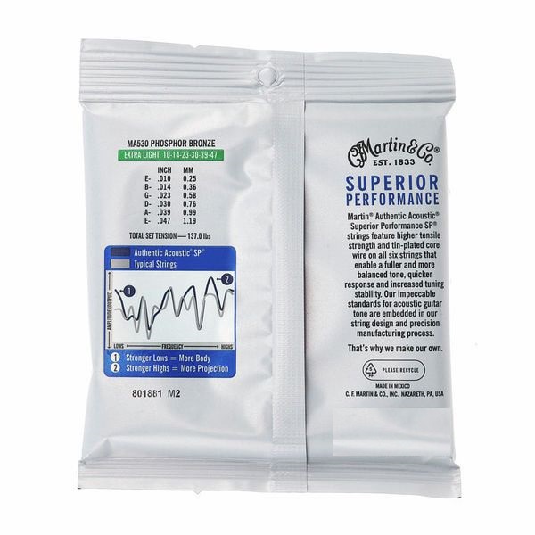 สายกีตาร์โปร่ง MARTIN MA-530 10-47 Authentic Acoustic