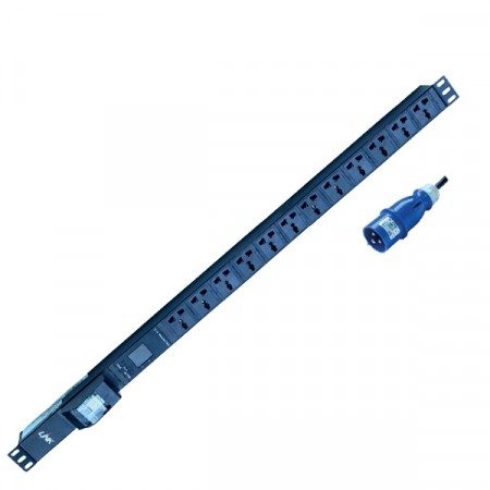Link CH-10812 Power Distribution Unit 12 Universal Outlet (Circuit Breaker 16A + Volt/Amp + Power Plug 16A)
