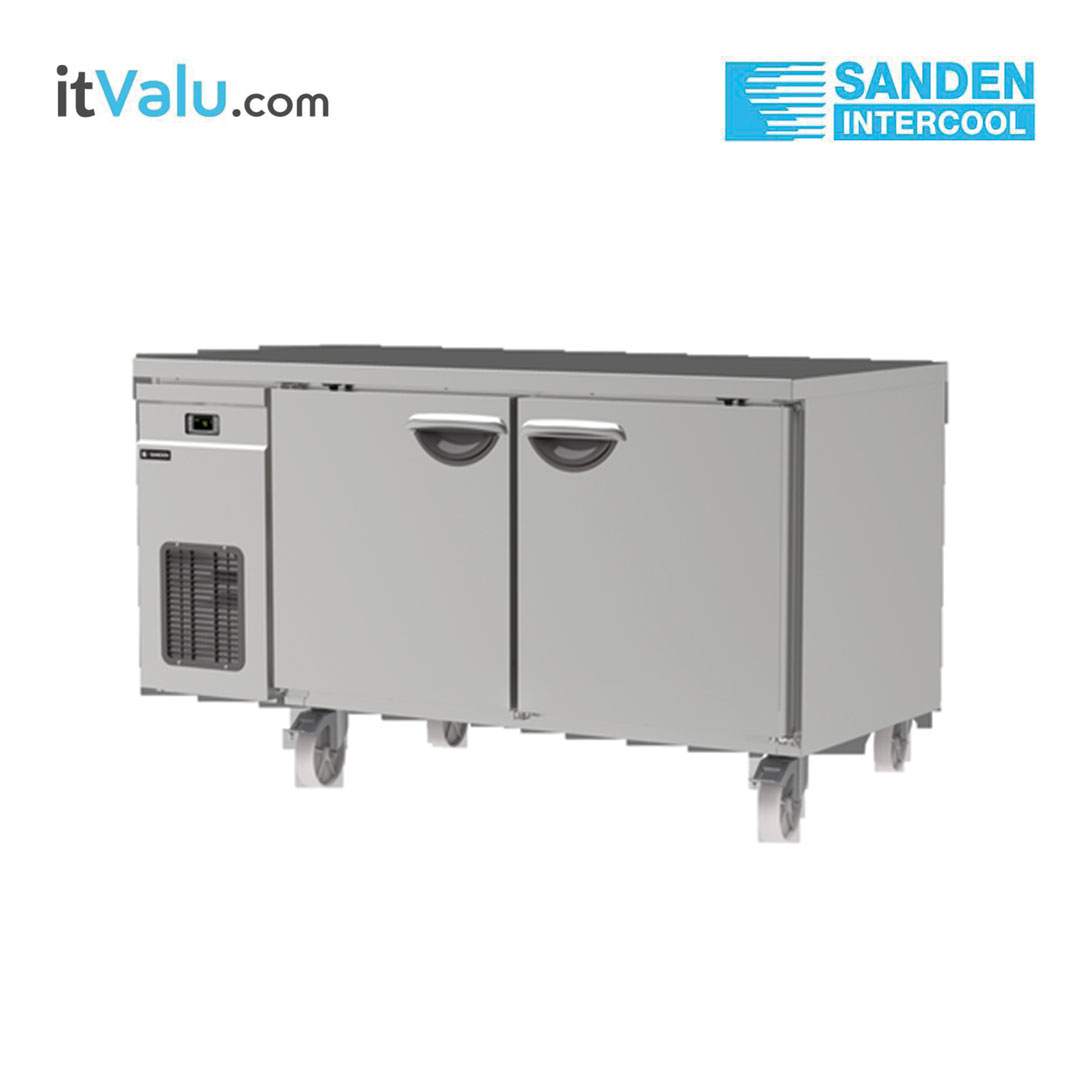 ตู้แช่สแตนเลสเคาน์เตอร์ Sanden ฝาทึบ 2 ประตู รุ่น SCR3-1500i ความจุ 365 ลิตร กว้าง 150 ซม. ลึก 75 ซม. สูง 85 ซม. รับประกันความเย็น 1 ปี ร้บประกันคอมเพรสเซอร์ 1 ปี
