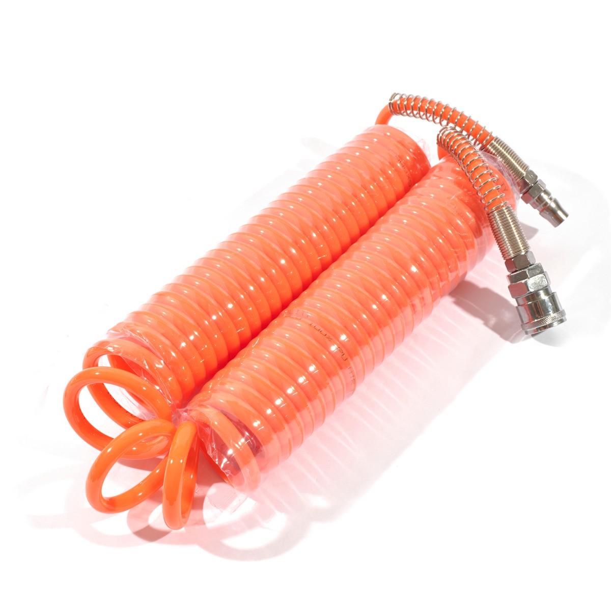 POLO สายลมสปริง สายลมแบบขด ชนิด PU พร้อมข้อต่อ ขนาด 5X8 ความยาวสาย 9 ม.ความดันสูงสุด 10 BAR (แรงดันระเบิด 24 บาร์) ทนอุณหภูมิตั้งแต่ -5 ถึง 65 องศาเซลเซียส