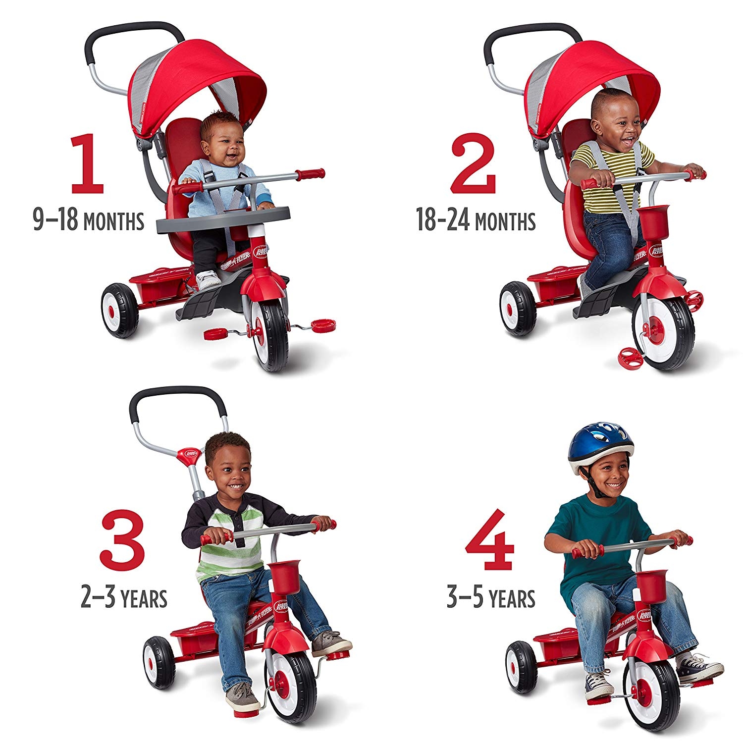 Radio Flyer 4 in 1 Trike, Red จักรยานสามล้อ ใช้ตั้งแต่เด็กเล็กถึงเด็กโต มีที่พักเท้า