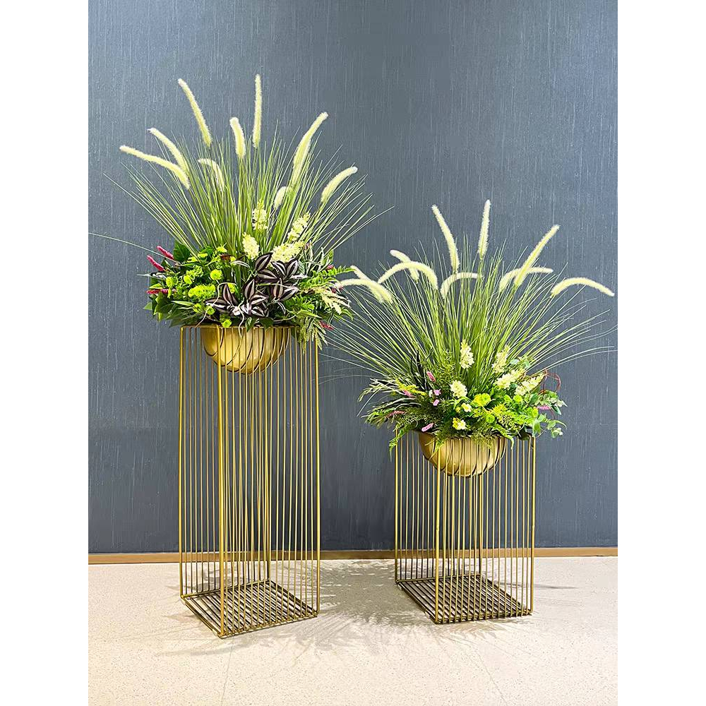 CT182D079 TROPACL กระถางต้นไม้ กระถางต้นไม้หรู กระถางต้นไม้สีทอง ต้นไม้ปลอม