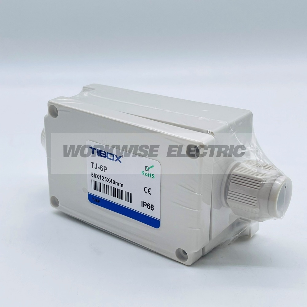 "TIBOX" TJ-6P กล่องพลาสติก พร้อมเทอร์มินอลบล็อก (Plastic Terminal Block Box IP66) 6Pole 10A Size : 1125x55x40 mm.