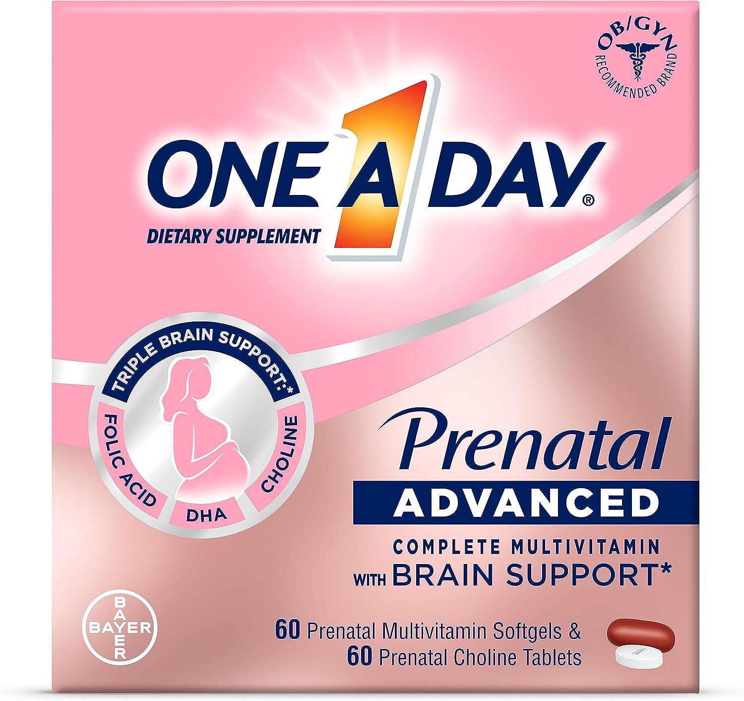One A Day Women’s Prenatal Advanced Complete Multivitamin with Brain Support วิตามินรวมสำหรับสตรีมีครรภ์