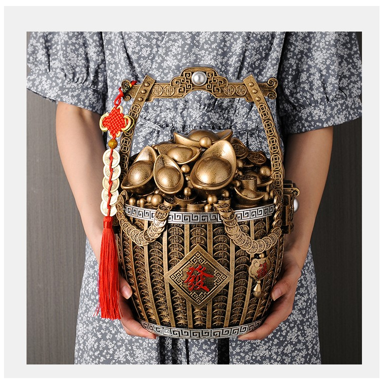 CT159B113 HAOYUN ตะกร้าเงิน กระปุ๊กออมสิน ของมงคล เสริมฮวงจุ้ย ของขวัญขึ้นบ้านใหม่ ของขวัญ