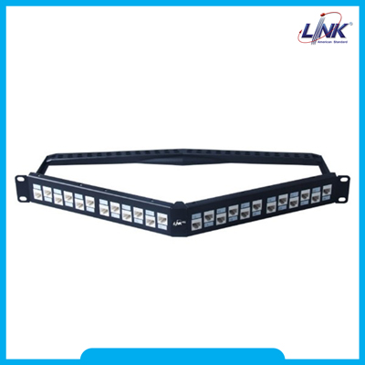 US-3224SL : CAT 6A ANGLE PATCH PANEL 24 PORT, Slim Jackแผงกระจายสาย CAT 6A แบบ Angle