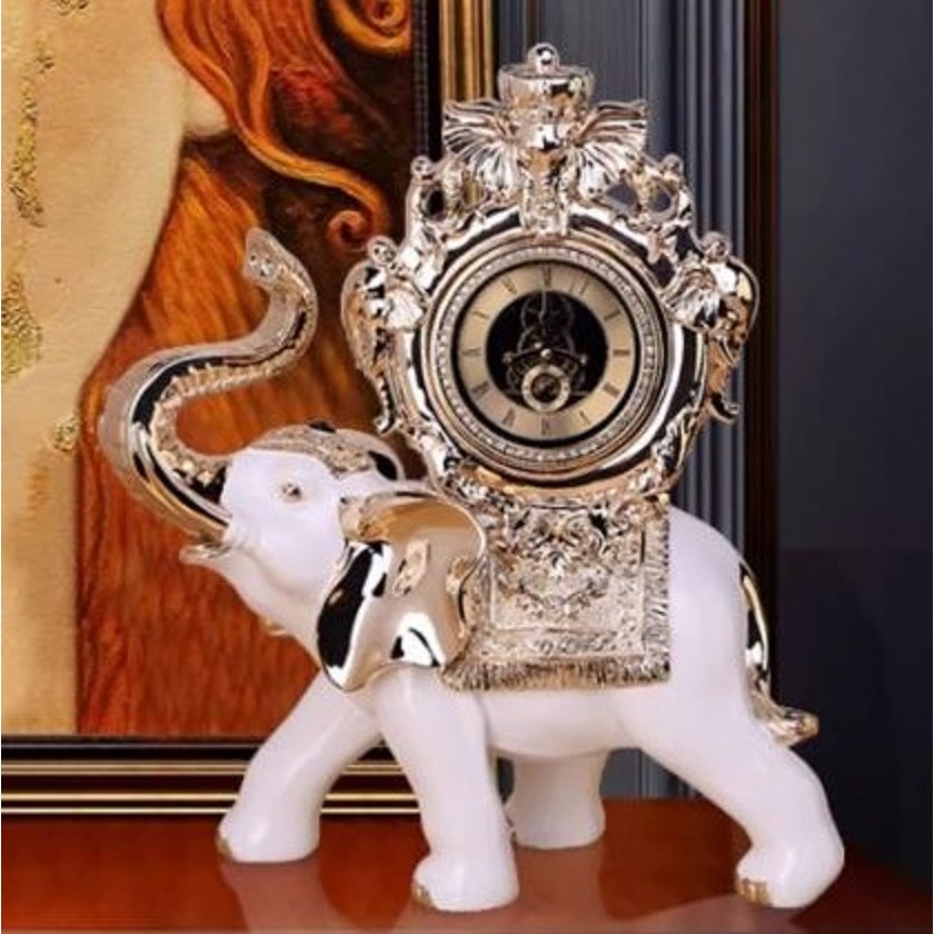 CT215C049 INTERY นาฬิกาช้าง นาฬิกาตั้งโต๊ะ ของขวัญขึ้นบ้านใหม่ แต่งโรงแรม ช้าง Clock