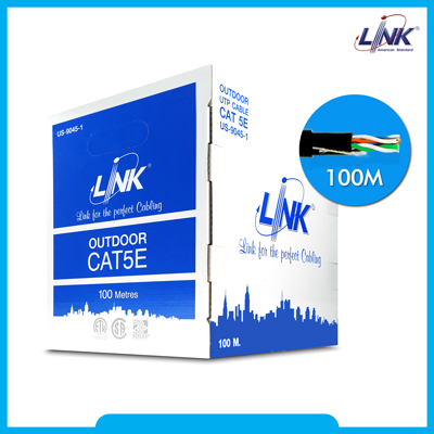 US-9045-1 สายแลนภายนอก 100 เมตร สีดำ CAT 5E UTP , PE OUTDOOR (Double Jacket)