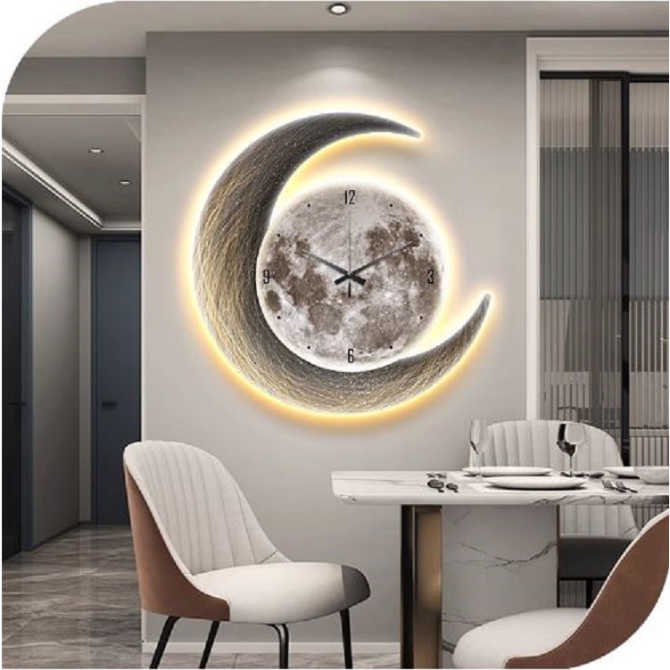 CT190C037 INTERY นาฬิกาดวงจันทร์ นาฬิกาติดผนัง ภาพติดผนัง