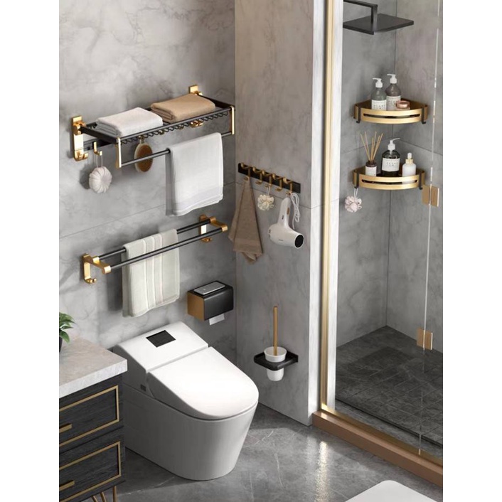 CT150D069 TSUKAERU อุปกรณ์ในห้องน้ำ ชั้นวางของในห้องน้ำสีทอง ของใช้ในห้องน้ำสีทอง Modern luxury