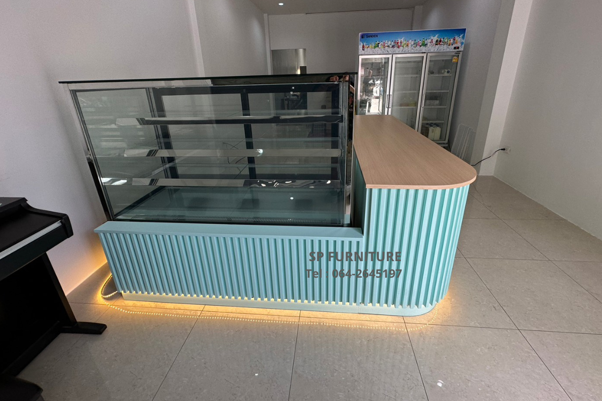 เคาน์เตอร์ร้านเบเกอรี่ เคาน์เตอร์มินิมอล เคาน์เตอร์สีมิ้น