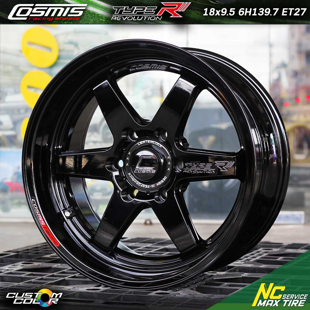 ล้อแม็กขอบ18 / Cosmis : Type-R Revolution / 18x8.5 6H139.7 ET27 / ล้อแม็ก / ล้อแม็กสีดำเงาพิเศษ / ล้อแม็กสำหรับรถกระบะ / ล้อแม็กงานสีพิเศษ CUSTOM COLOR / NCล้อแม็ก