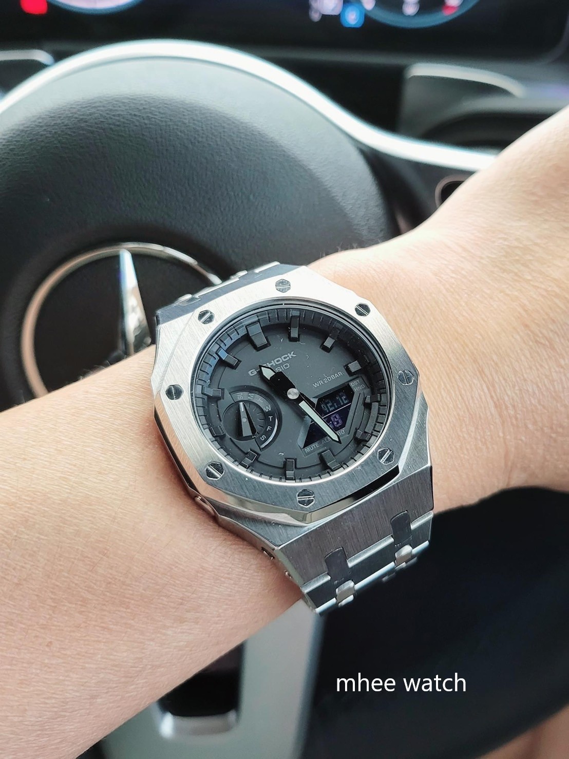 G-Shock AP stainless Custom หน้าAP Black Dialหน้าดำล้วนหายากที่สุดเลิกผลิตแล้ว Ga-2100-1a1