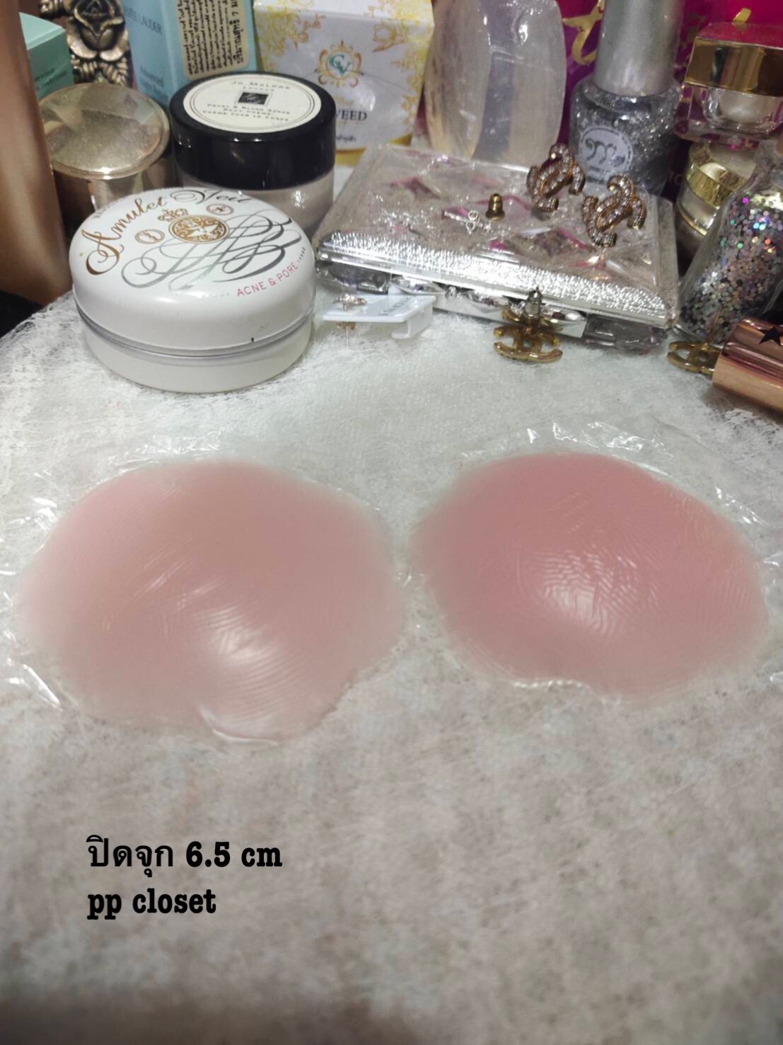 ซิลิโคนปิดจุก กาวแน่น ถนอมผิว กันน้ำ กันเหงื่อ ขนาด 6.5 และ 8 มี 2 แบบ 4 สี