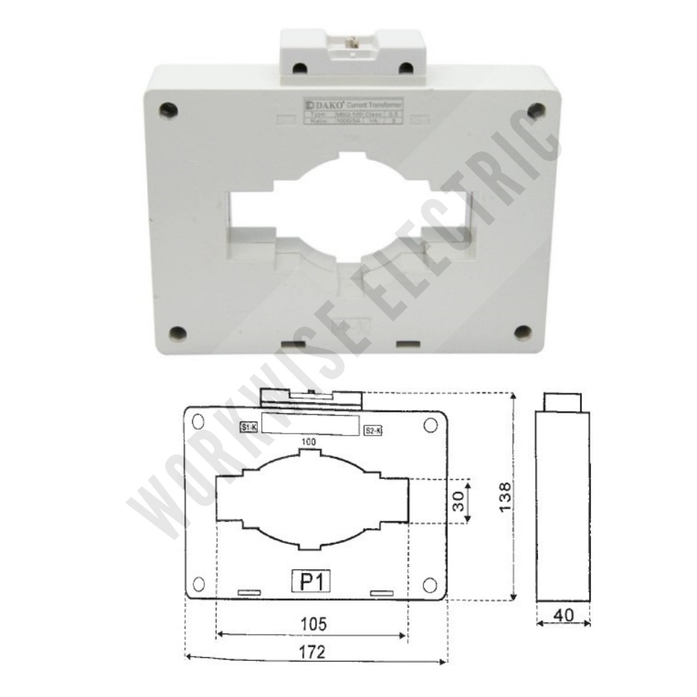 "DAKO" MSQ-100 CTแบบคล้องสาย CLASS 0.5 1000/5A , 1200/5A , 1500/5A , 2000/5A, 3000/5A หม้อแปลงกระแสไฟฟ้า เคอเร้นทรานฟอร์เมอร์ ซีทีแบบร้อยสาย ( MSQ SERIES CURRENT TRANSFORMER )