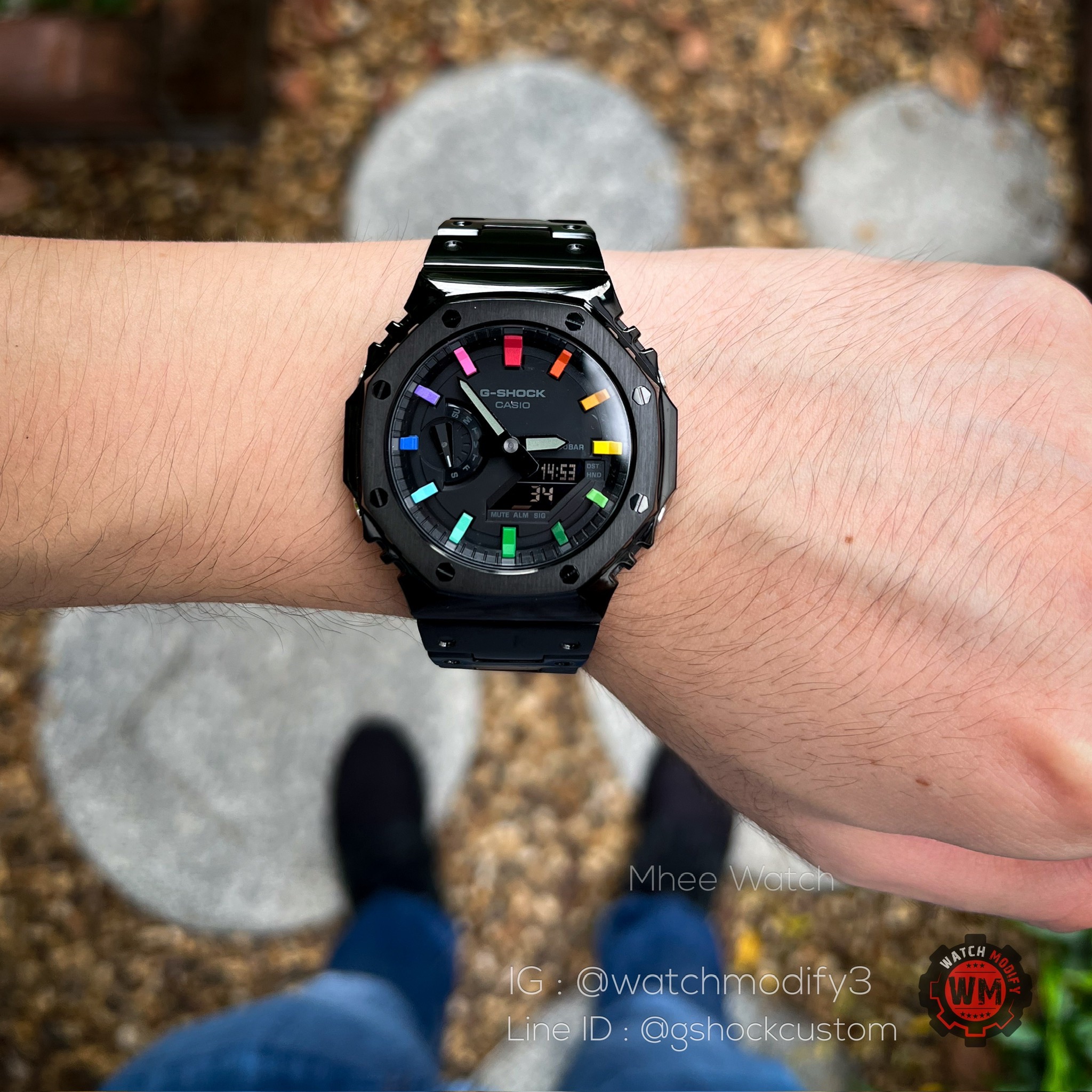 G-Shock Premium Casioak Black Steel Rainbow Dial