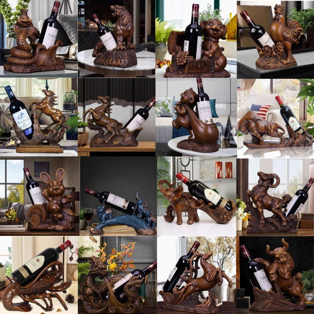 CT227D128 HOMMY ที่วางขวดไวน์ลายไม้ ของขวัญขึ้นบ้านใหม่ ของขวัญขึ้นบ้านใหม่