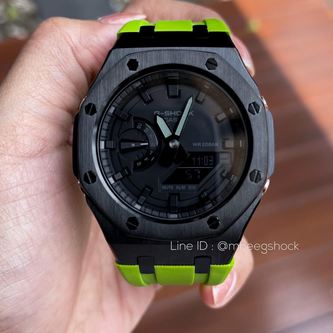 Gshock GA-2100-1a1 หน้าAP Rubber StainlessGEN3 ตัวแรเขียวดำฉายาLamborghini