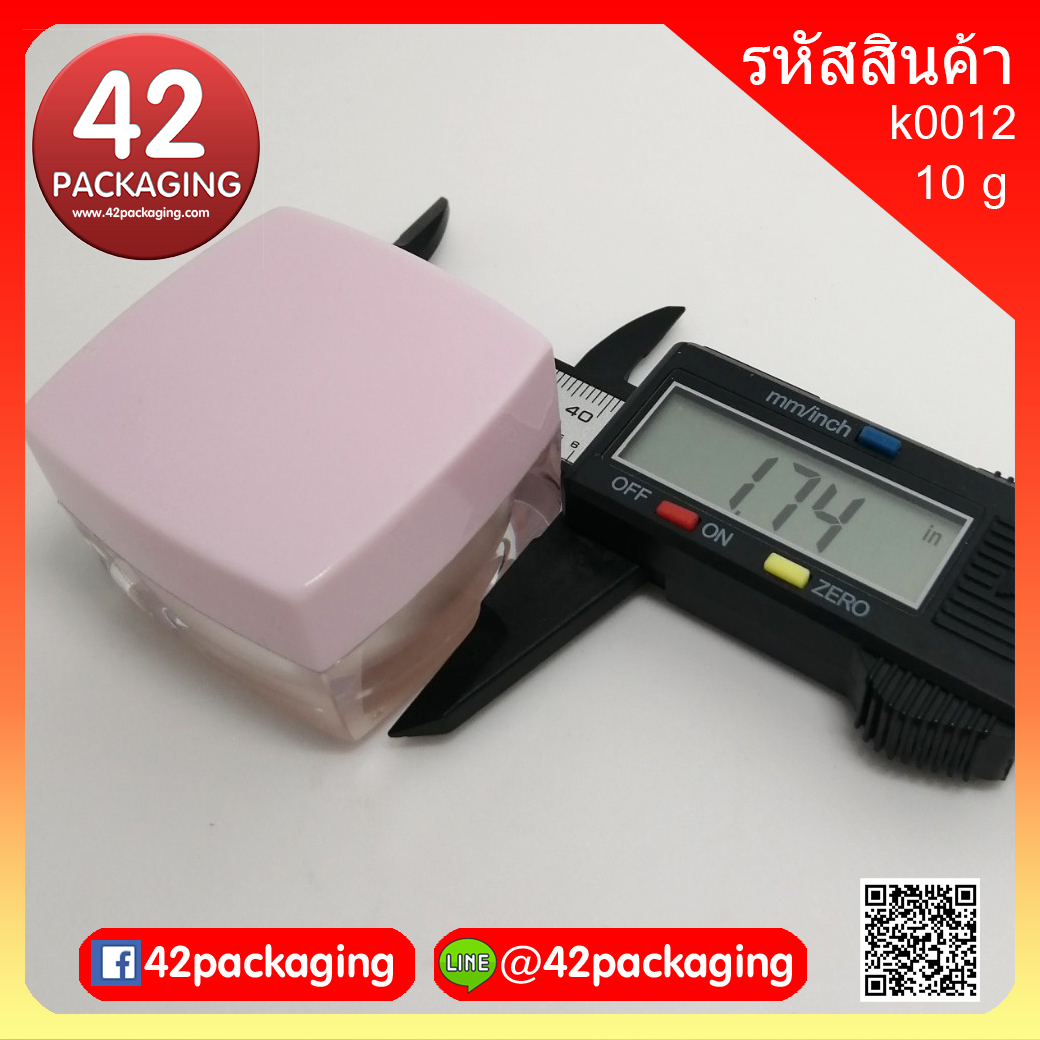 k0012-10g ถ้วยชมพูเงา ฝาชมพู #ตัวเล็ก#กระปุกเหลี่ยม ตัวใส ฝาชมพู ถ้วยชมพูเงา 10g (7069)