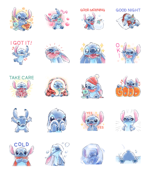 ขายสติกเกอร์ไลน์ สติทช์ สีน้ำอบอุ่น♪