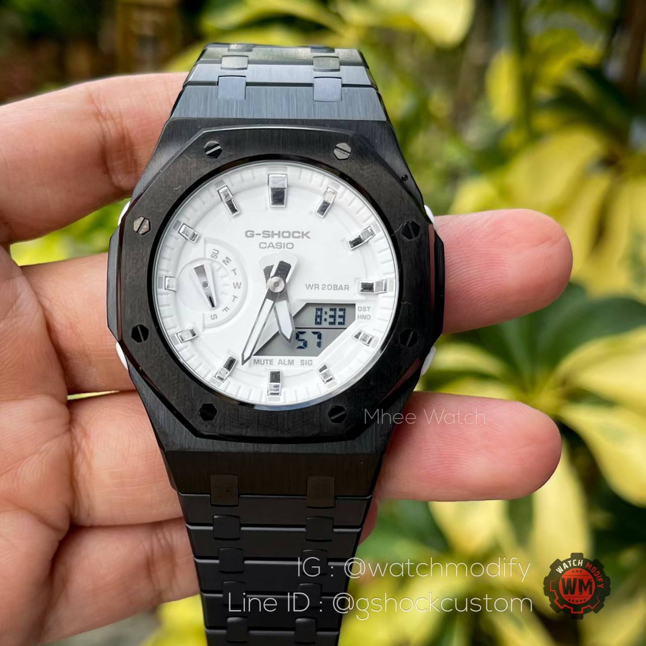 G-Shock AP Casioak Oreo Mod รุ่น GMA-S2100 Black Steel White Dial mini size 42mm