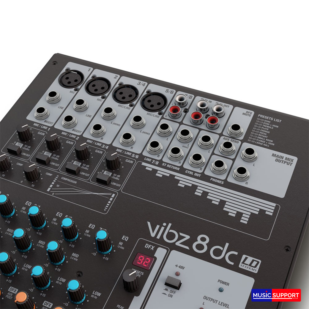 LD Systems VIBZ8DC 8 Channel Mixing Console with DFX and Compressor