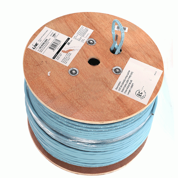 US-9266LSZH CAT6A F/UTP XG (650 MHz) CABLE, LSZH (Aqua Blue) CAT6A Indoor F/UTP Cable, Bandwidth 650MHz, 23 AWG, LSZH Aqua Blue Color 305 M./Roll