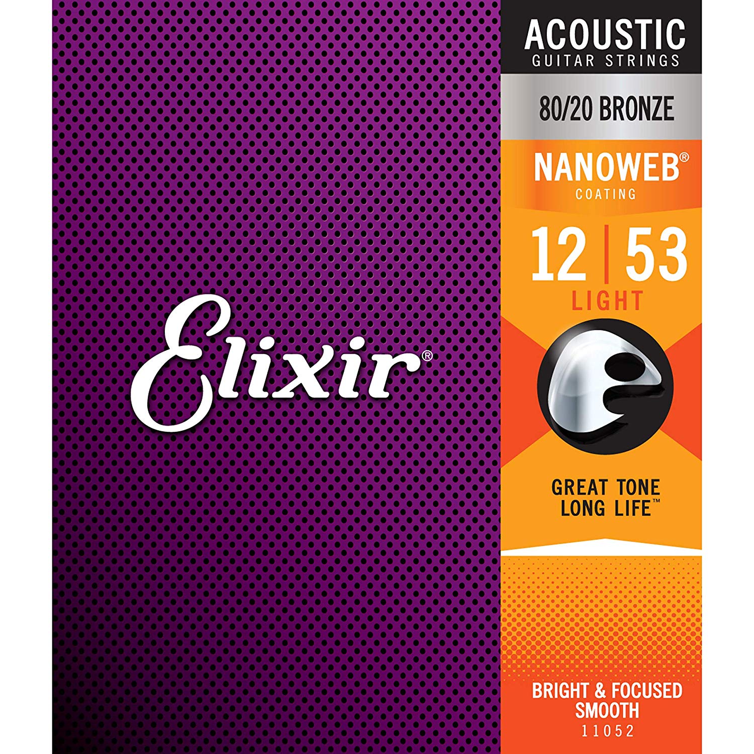 สายกีตาร์โปร่งเคลือบกันสนิม Elixir .012-.053 80/20 Bronze NANOWEB #11052