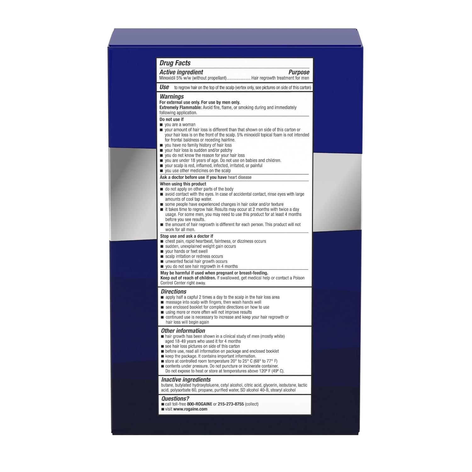 Rogaine 5% Minoxidil Topical Aerosol Hair Regrowth Treatment Foam ทรีทเมนต์โฟม ลดผมร่วง เพื่อให้ผมดูหนาขึ้น สำหรับผู้ชาย
