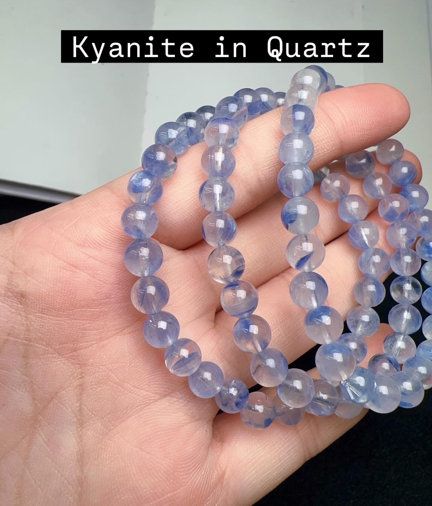 คยาไนต์อินควอตซ์ (Kyanite in Quartz) พรีเมี่ยม ใสมาก หายาก ขนาด 6 mm