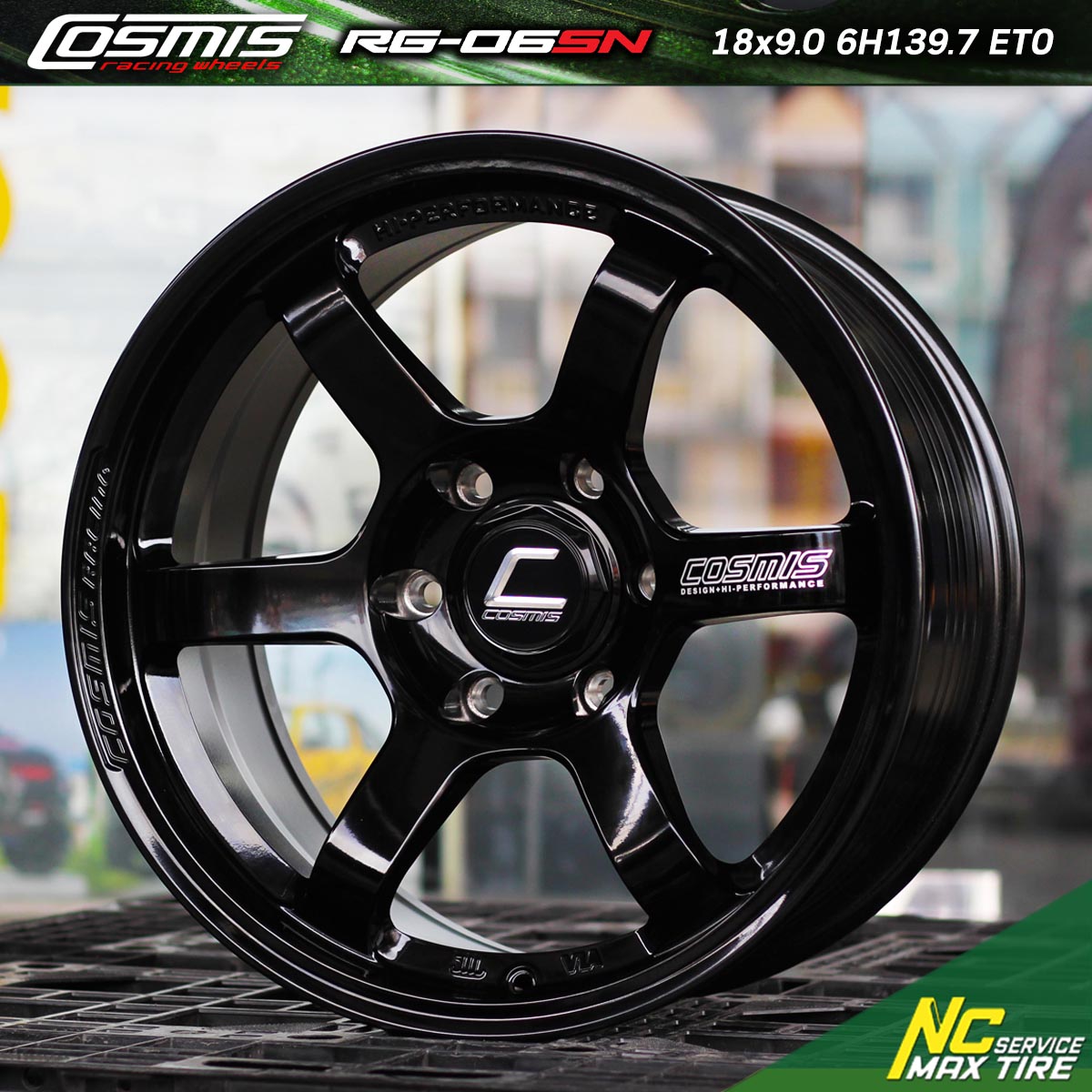 ล้อแม็กขอบ18 / Cosmis / RG-06SN / 18x9.0 6H139.7 ET0 / ล้อแม็กสีดำเงาทั้งวงหยอดตัวหนังสือขาว / ล้อแม็กสำหรับรถกระบะ / ล้อแม็กSUV / ล้อแม็กPPV / NCล้อแม็ก / ล้อแม็กสวยๆ